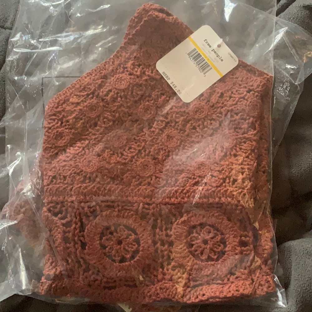 Free People Crochet Lace Crop Halter Top Bralette - Picture 5 of 6